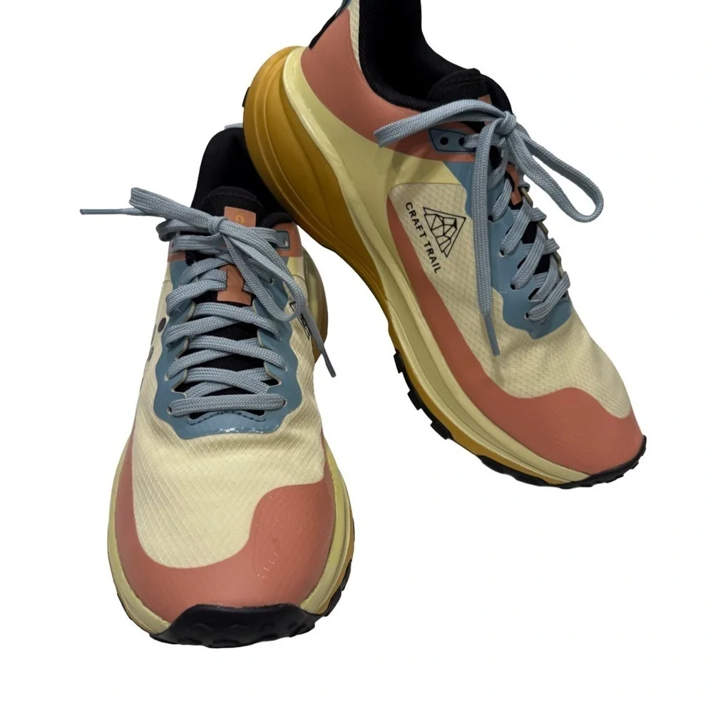 CRAFT TRAIL Pure Trail X Running Shoes / Sneakers Pink Yellow Women’s 9 Men’s 8